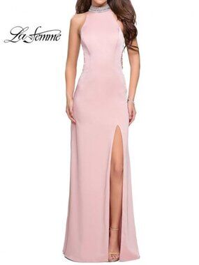 SALE NWT La Femme 25767SC Jersey Prom Dress Blush Size 2